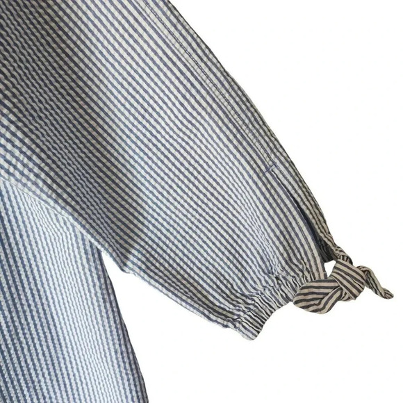 Vineyard Vine Indigo Top Blouse Blue Off Shoulder Striped Stretchy Size 16 - Picture 8 of 9